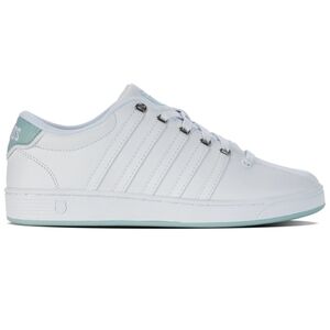 K-Swiss White Leather Sneakers with Light Mint Accents